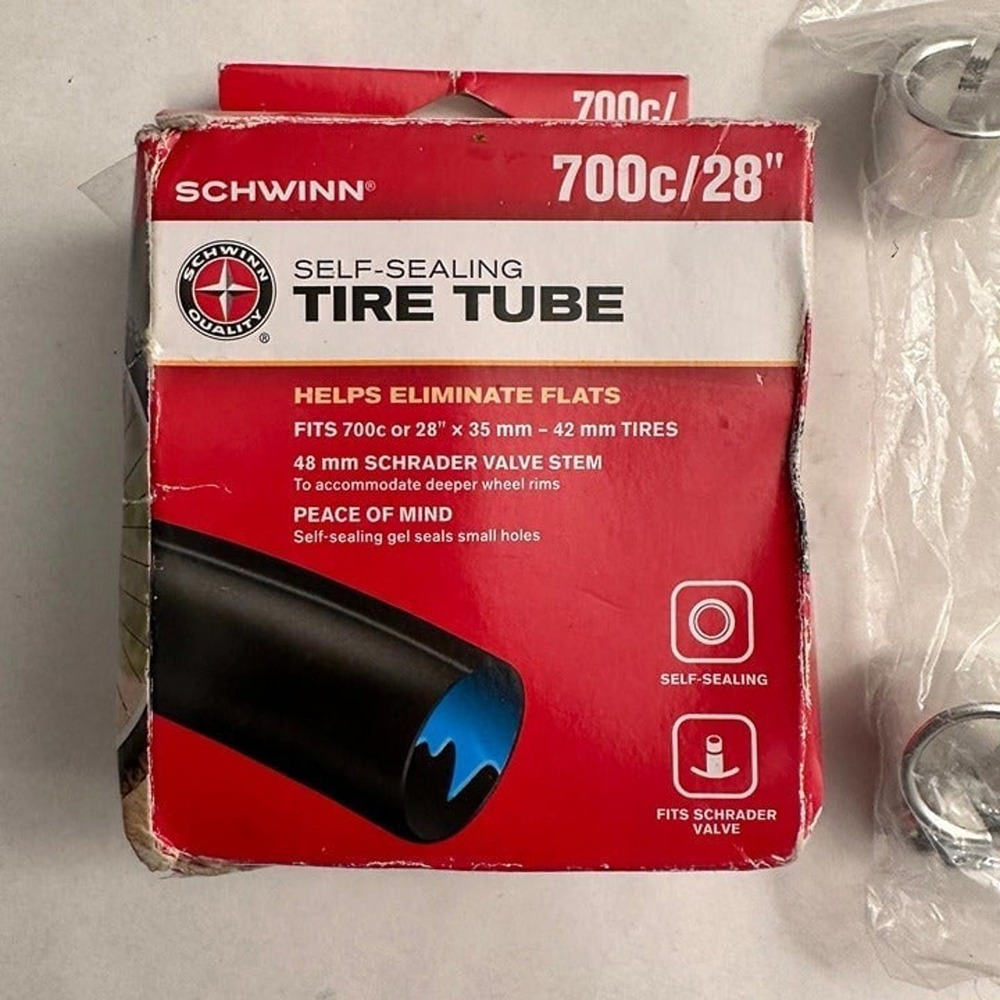 Mountain Bike Bar Ends Aluminum & Schwinn 700c 28" Self-Sealing Tire Tube New - Picture 7 of 7